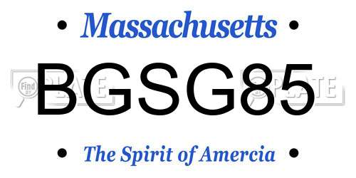 BGSG85 Massachusetts License Plate
