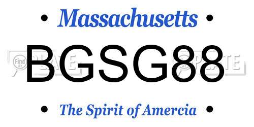 BGSG88 Massachusetts License Plate