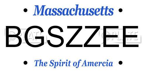 BGSZZEE Massachusetts License Plate