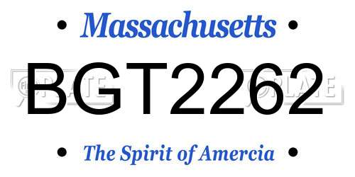 BGT2262 Massachusetts License Plate