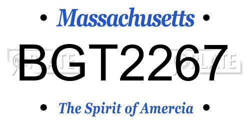 BGT2267 Massachusetts License Plate
