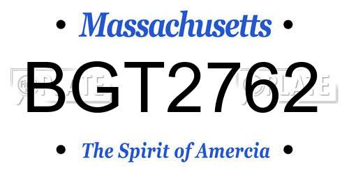 BGT2762 Massachusetts License Plate