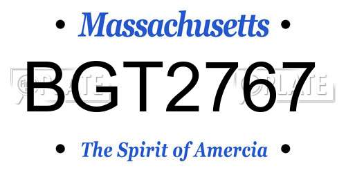 BGT2767 Massachusetts License Plate