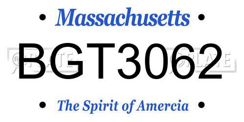BGT3062 Massachusetts License Plate