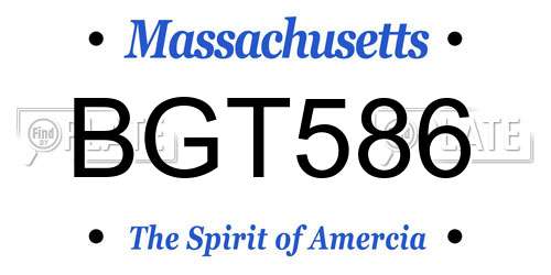 BGT586 Massachusetts License Plate