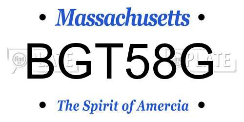 BGT58G Massachusetts License Plate