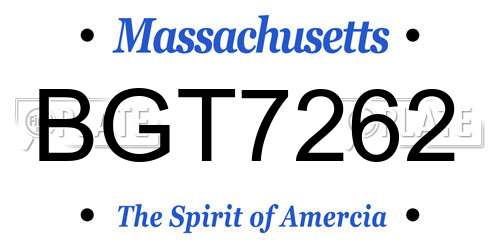 BGT7262 Massachusetts License Plate