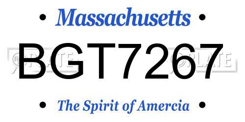 BGT7267 Massachusetts License Plate