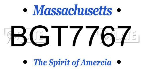 BGT7767 Massachusetts License Plate