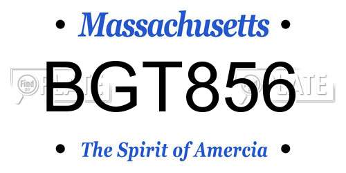 BGT856 Massachusetts License Plate
