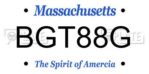 BGT88G Massachusetts License Plate