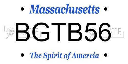 BGTB56 Massachusetts License Plate