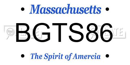 BGTS86 Massachusetts License Plate