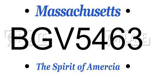 BGV5463 Massachusetts License Plate