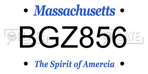 BGZ856 Massachusetts License Plate