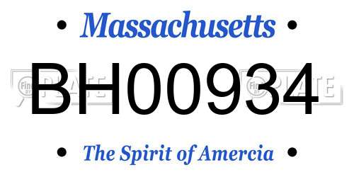 BH00934 Massachusetts License Plate