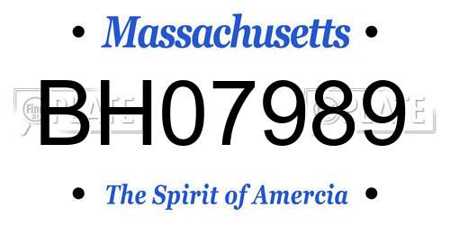 BH07989 Massachusetts License Plate