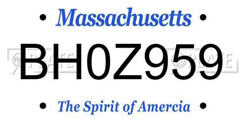 BH0Z959 Massachusetts License Plate