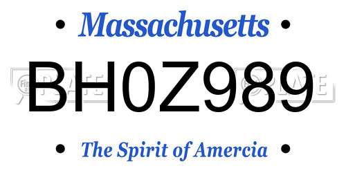 BH0Z989 Massachusetts License Plate