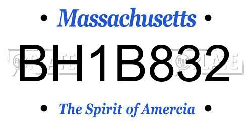 BH1B832 Massachusetts License Plate