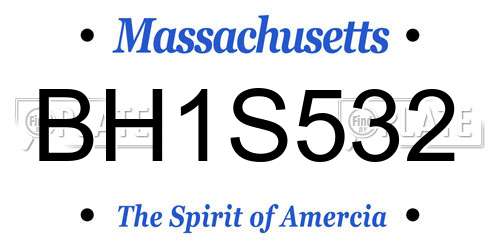 BH1S532 Massachusetts License Plate
