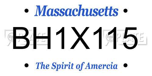 BH1X115 Massachusetts License Plate