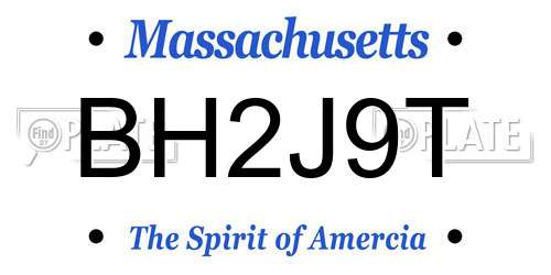 BH2J9T Massachusetts License Plate