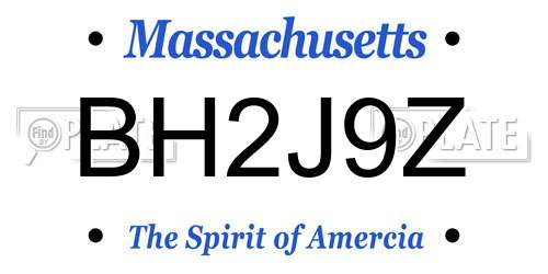 BH2J9Z Massachusetts License Plate