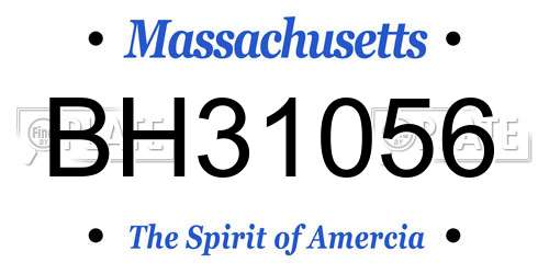 BH31056 Massachusetts License Plate