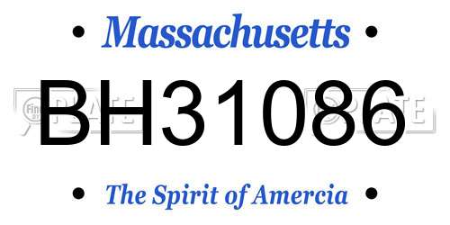 BH31086 Massachusetts License Plate