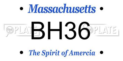 BH36 Massachusetts License Plate