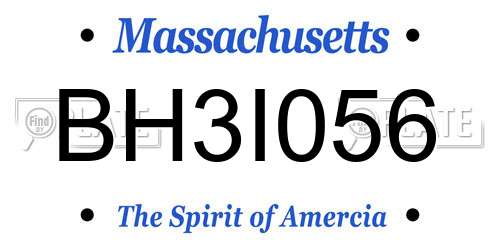 BH3I056 Massachusetts License Plate