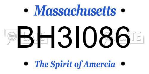 BH3I086 Massachusetts License Plate