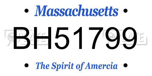 BH51799 Massachusetts License Plate