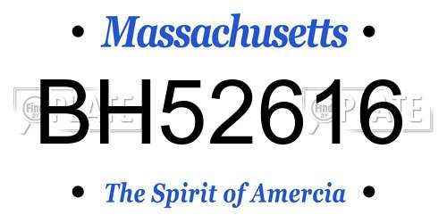 BH52616 Massachusetts License Plate
