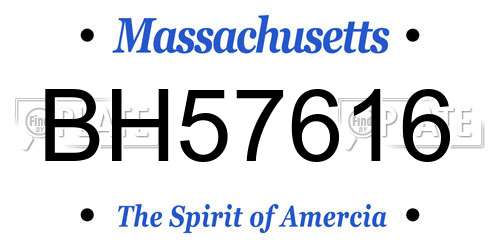 BH57616 Massachusetts License Plate