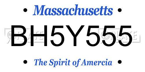 BH5Y555 Massachusetts License Plate