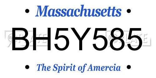 BH5Y585 Massachusetts License Plate