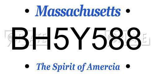 BH5Y588 Massachusetts License Plate