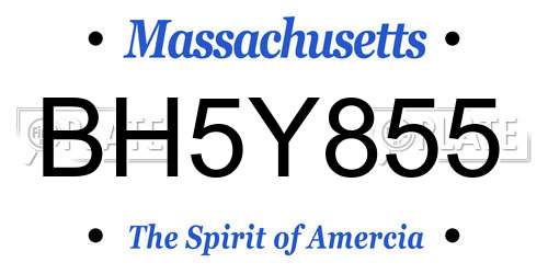 BH5Y855 Massachusetts License Plate