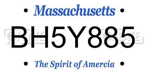 BH5Y885 Massachusetts License Plate