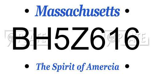 BH5Z616 Massachusetts License Plate
