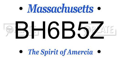BH6B5Z Massachusetts License Plate