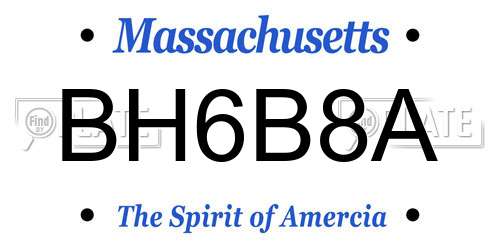 BH6B8A Massachusetts License Plate