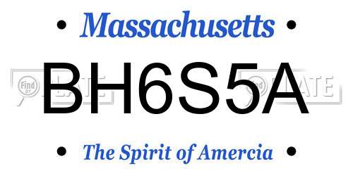BH6S5A Massachusetts License Plate