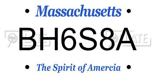 BH6S8A Massachusetts License Plate