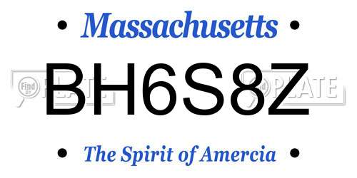 BH6S8Z Massachusetts License Plate