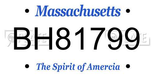 BH81799 Massachusetts License Plate