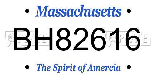 BH82616 Massachusetts License Plate