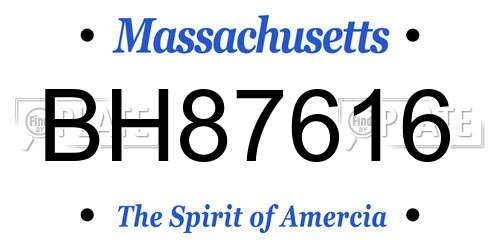 BH87616 Massachusetts License Plate